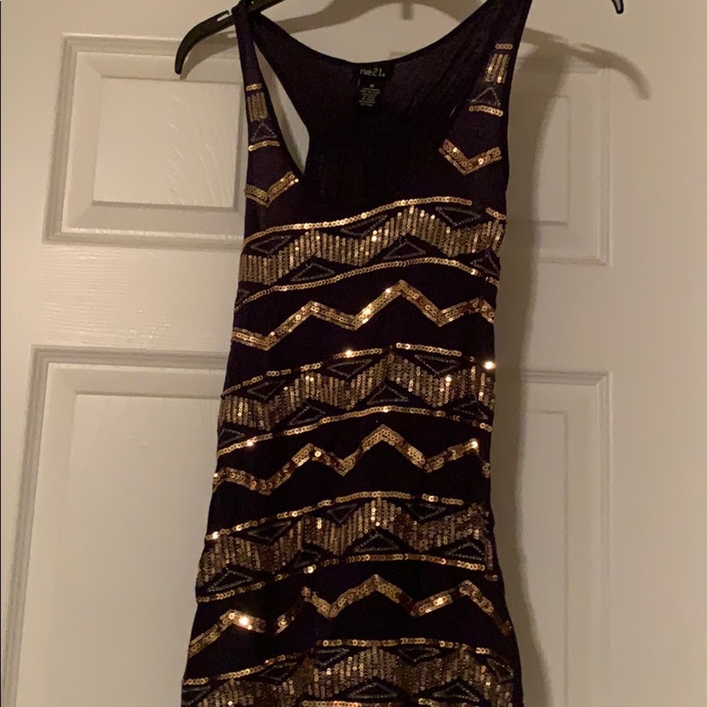 Blue and gold sparkle tank top